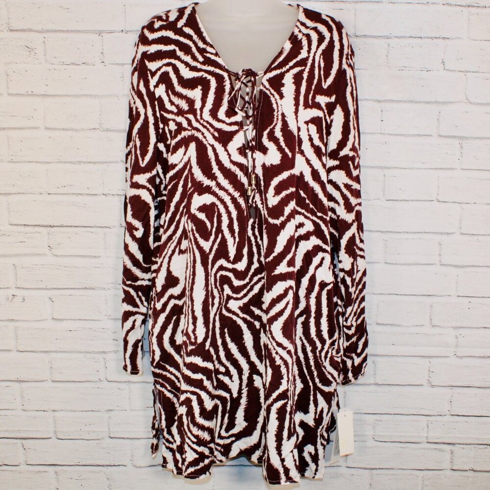 La Blanca Plus Size 1X Fierce Lace-Up Tunic Zebra Animal Print Swim Coverup $144 - Picture 2 of 8